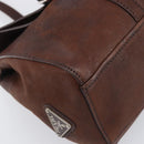 PRADA Shoulder Bag Leather Brown Silver Auth yk20802SAV-16