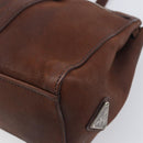 PRADA Shoulder Bag Leather Brown Silver Auth yk20802SAV-17
