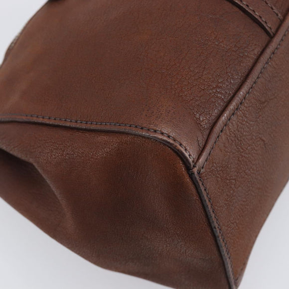 PRADA Shoulder Bag Leather Brown Silver Auth yk20802SAV