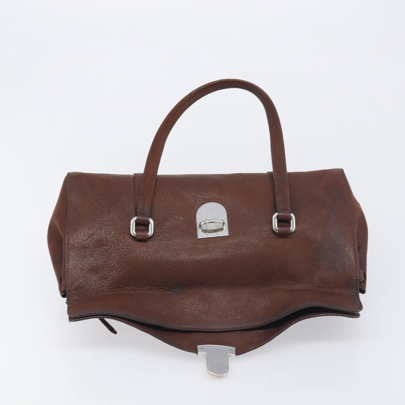 PRADA Shoulder Bag Leather Brown Silver Auth yk20802SAV