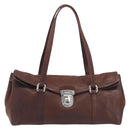 PRADA Shoulder Bag Leather Brown Silver Auth yk20802SAV-13