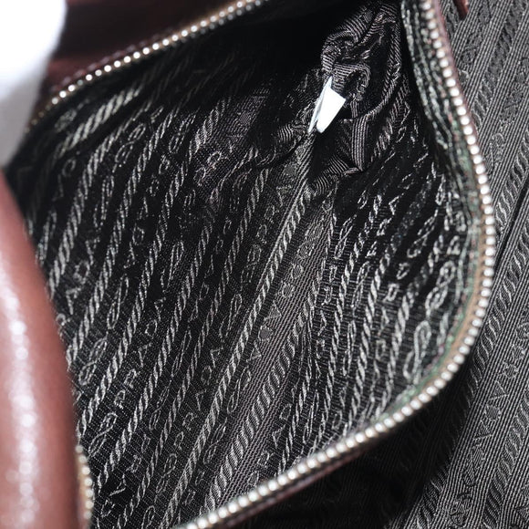 PRADA Shoulder Bag Leather Brown Silver Auth yk20802SAV