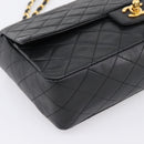 CHANEL Double Flap Chain Matelasse Bag Lamb Skin Black Gold CC Auth yk20805SAM-11