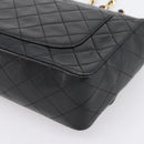 CHANEL Double Flap Chain Matelasse Bag Lamb Skin Black Gold CC Auth yk20805SAM-12