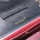 CHANEL Double Flap Chain Matelasse Bag Lamb Skin Black Gold CC Auth yk20805SAM-15