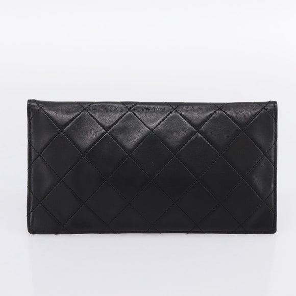 CHANEL Double Flap Chain Matelasse Bag Lamb Skin Black Gold CC Auth yk20805SAM