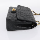 CHANEL Double Flap Chain Matelasse Bag Lamb Skin Black Gold CC Auth yk20805SAM-5