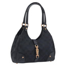 GUCCI GG Canvas Jackie Hand Bag Leather Black 124409 Auth yk20807V-1