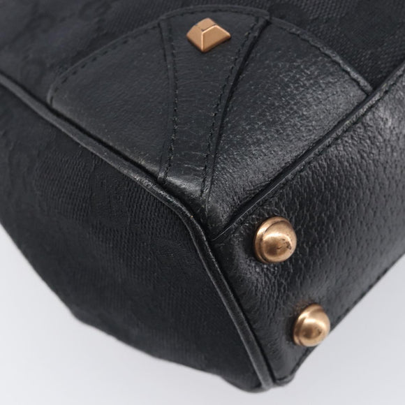 GUCCI GG Canvas Jackie Hand Bag Leather Black 124409 Auth yk20807V