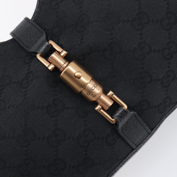 GUCCI GG Canvas Jackie Hand Bag Leather Black 124409 Auth yk20807V