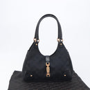 GUCCI GG Canvas Jackie Hand Bag Leather Black 124409 Auth yk20807V-12