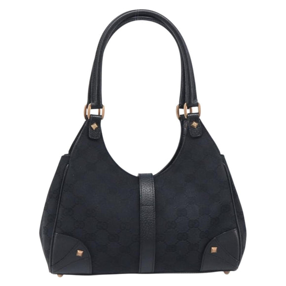 GUCCI GG Canvas Jackie Hand Bag Leather Black 124409 Auth yk20807V