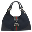 GUCCI GG Canvas Web Sherry Line Hand Bag Black Gold 130995 Auth yk20808SAV-13