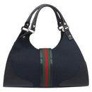 GUCCI GG Canvas Web Sherry Line Hand Bag Black Gold 130995 Auth yk20808SAV-2