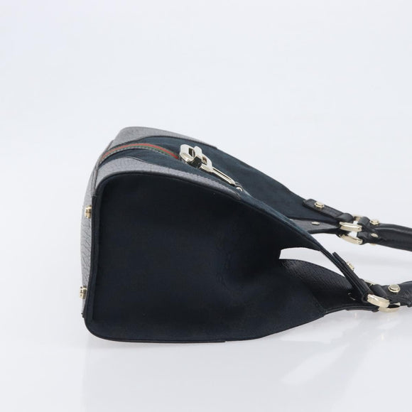 GUCCI GG Canvas Web Sherry Line Hand Bag Black Gold 130995 Auth yk20808SAV