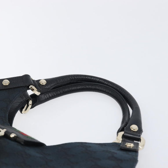 GUCCI GG Canvas Web Sherry Line Hand Bag Black Gold 130995 Auth yk20808SAV
