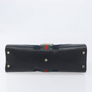 GUCCI GG Canvas Web Sherry Line Hand Bag Black Gold 130995 Auth yk20808SAV-5