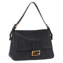 FENDI Selleria Mamma Baguette Shoulder Bag Leather Black Auth yk20809V-1