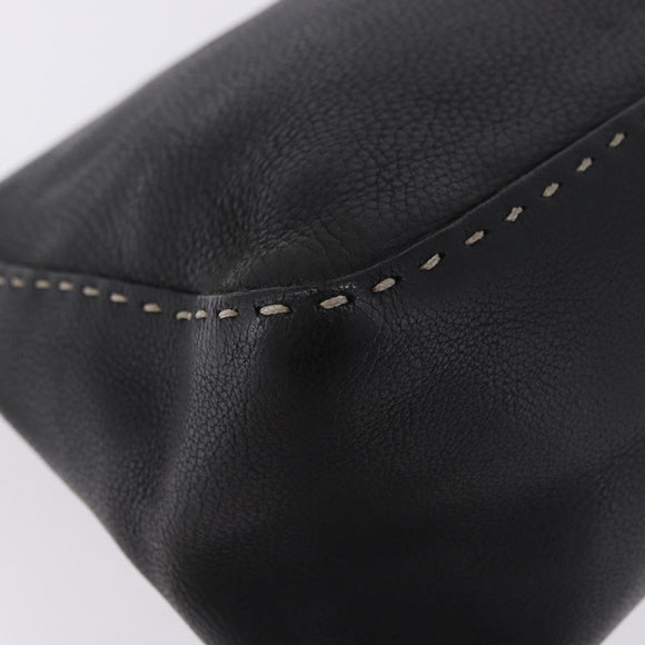 FENDI Selleria Mamma Baguette Shoulder Bag Leather Black Auth yk20809V