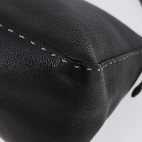 FENDI Selleria Mamma Baguette Shoulder Bag Leather Black Auth yk20809V