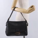 FENDI Selleria Mamma Baguette Shoulder Bag Leather Black Auth yk20809V-24