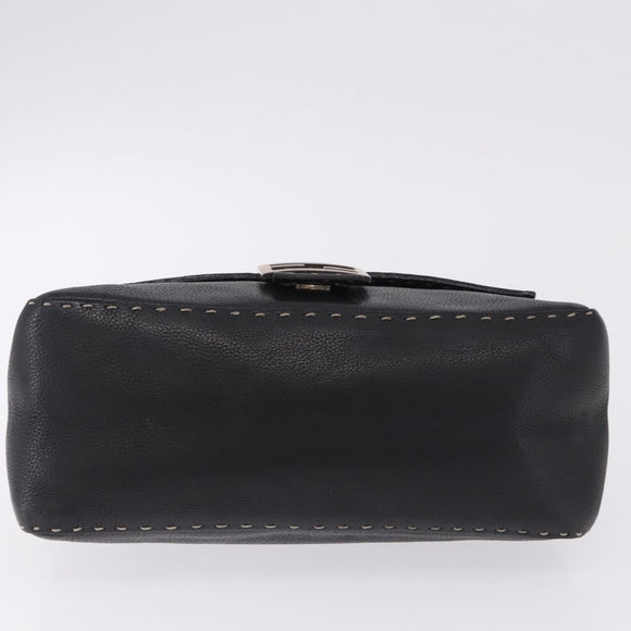 FENDI Selleria Mamma Baguette Shoulder Bag Leather Black Auth yk20809V