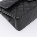 CHANEL Double Flap Chain Matelasse 23 Bag Lamb Skin Black Silver Auth yk20812SAM-11