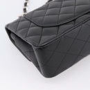 CHANEL Double Flap Chain Matelasse 23 Bag Lamb Skin Black Silver Auth yk20812SAM-13
