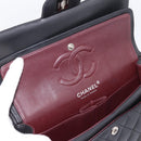 CHANEL Double Flap Chain Matelasse 23 Bag Lamb Skin Black Silver Auth yk20812SAM-16