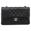 CHANEL Double Flap Chain Matelasse 23 Bag Lamb Skin Black Silver Auth yk20812SAM-2