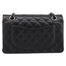 CHANEL Double Flap Chain Matelasse 23 Bag Lamb Skin Black Silver Auth yk20812SAM-3