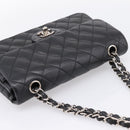 CHANEL Double Flap Chain Matelasse 23 Bag Lamb Skin Black Silver Auth yk20812SAM-6