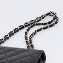 CHANEL Double Flap Chain Matelasse 23 Bag Lamb Skin Black Silver Auth yk20812SAM-8