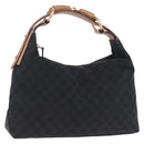 GUCCI GG Canvas Horsebit Shoulder Bag Black Gold 115867 Auth yk20814V-1