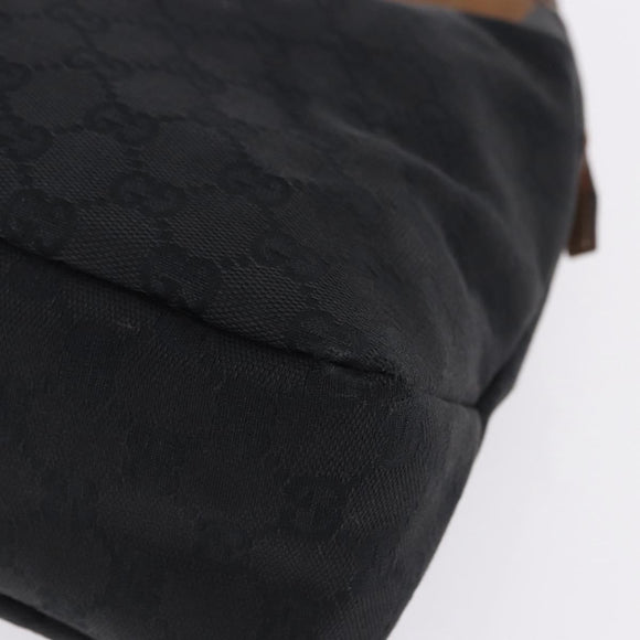 GUCCI GG Canvas Horsebit Shoulder Bag Black Gold 115867 Auth yk20814V