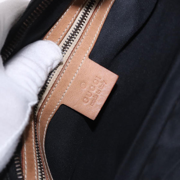 GUCCI GG Canvas Horsebit Shoulder Bag Black Gold 115867 Auth yk20814V