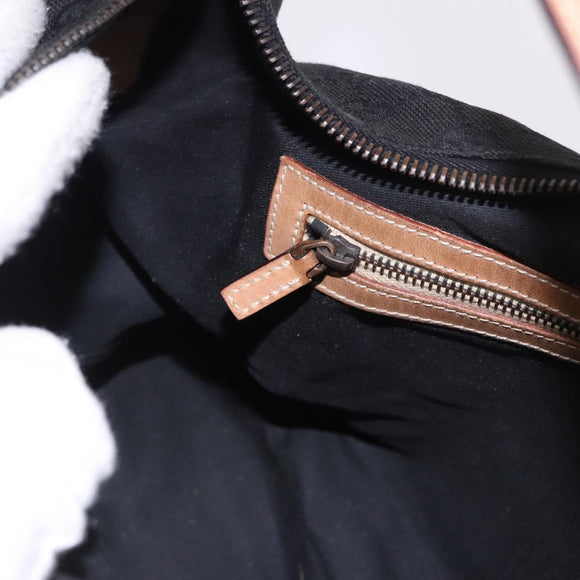 GUCCI GG Canvas Horsebit Shoulder Bag Black Gold 115867 Auth yk20814V