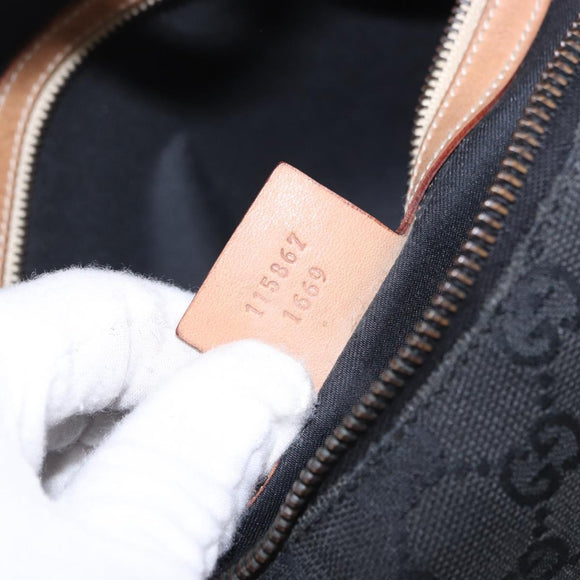 GUCCI GG Canvas Horsebit Shoulder Bag Black Gold 115867 Auth yk20814V