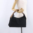 GUCCI GG Canvas Horsebit Shoulder Bag Black Gold 115867 Auth yk20814V-24