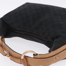GUCCI GG Canvas Horsebit Shoulder Bag Black Gold 115867 Auth yk20814V-6
