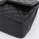 CHANEL Matelasse 30 Chain Double Flap Bag Lamb Skin Gold Black Auth yk20815SAM-10
