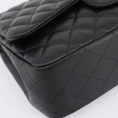 CHANEL Matelasse 30 Chain Double Flap Bag Lamb Skin Gold Black Auth yk20815SAM-11