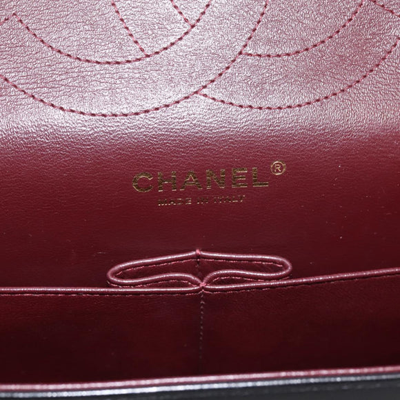 CHANEL Matelasse 30 Chain Double Flap Bag Lamb Skin Gold Black Auth yk20815SAM