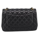 CHANEL Matelasse 30 Chain Double Flap Bag Lamb Skin Gold Black Auth yk20815SAM-3