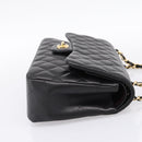 CHANEL Matelasse 30 Chain Double Flap Bag Lamb Skin Gold Black Auth yk20815SAM-5