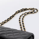 CHANEL Matelasse 30 Chain Double Flap Bag Lamb Skin Gold Black Auth yk20815SAM-8