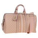 GUCCI GG Supreme Boston Bag PVC 2way Pink Gold 811486 Auth yk20816SAV-1