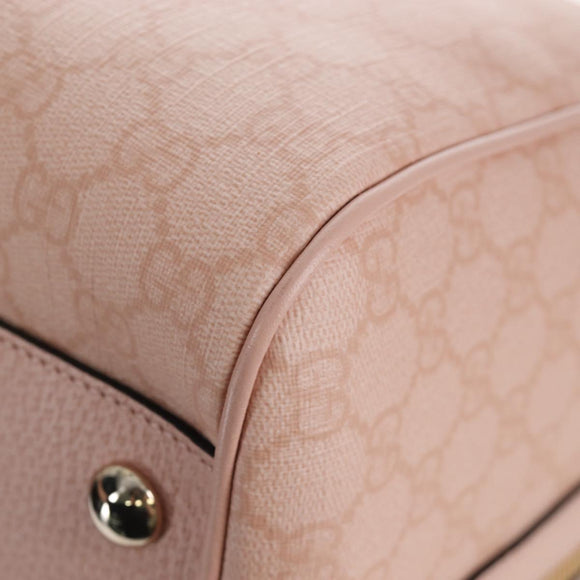 GUCCI GG Supreme Boston Bag PVC 2way Pink Gold 811486 Auth yk20816SAV