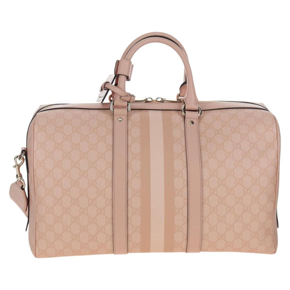 GUCCI GG Supreme Boston Bag PVC 2way Pink Gold 811486 Auth yk20816SAV