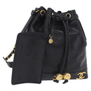 CHANEL Triple Coco Chain Shoulder Bag Caviar Skin Black Gold CC Auth yk20817SAV-1